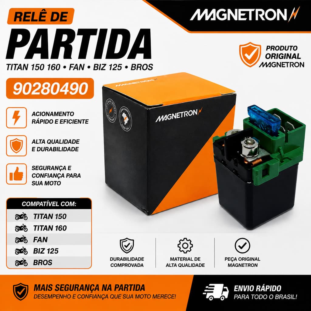 Relê De Partida Titan 150 160 Fan Biz 125 Bros Magnetron