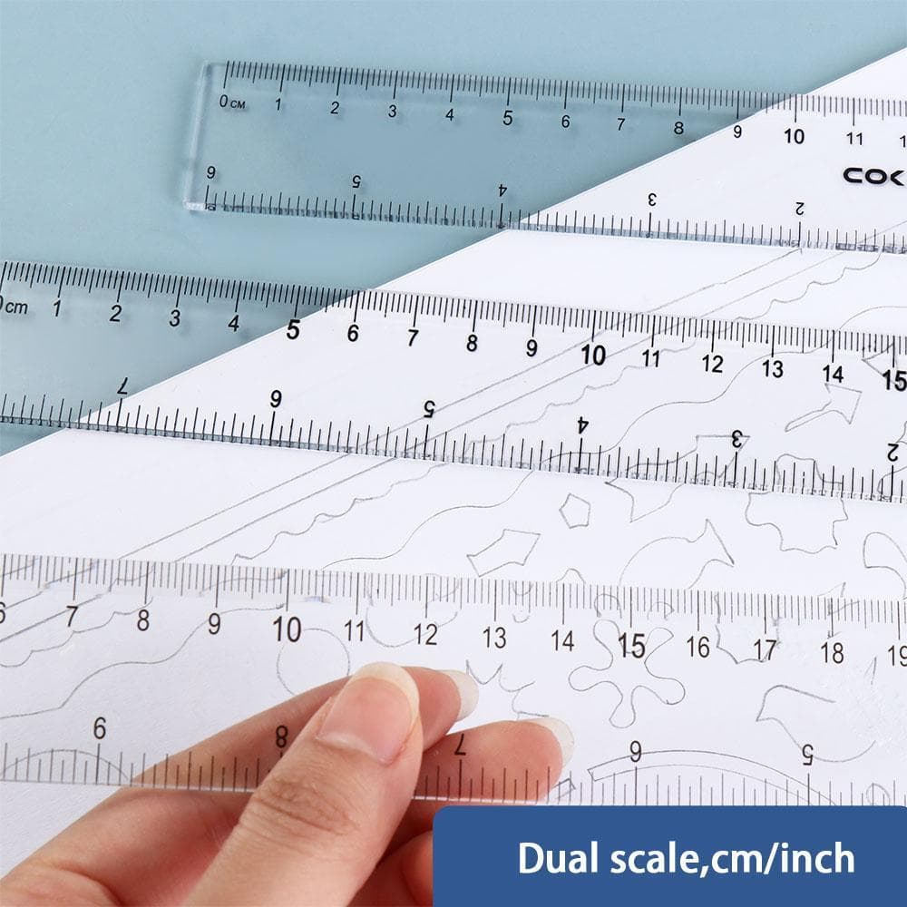 Régua Reta TEVO , De Medição Transparente Multifuncional Desenho De Plástico 15cm 20cm 30cm 40cm