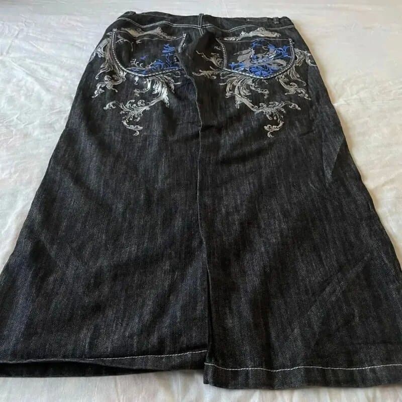 Tamanho grande Hip-Hop Jeans solto calças de skate masculino na moda All-Match Casual em linha reta calças de perna larg