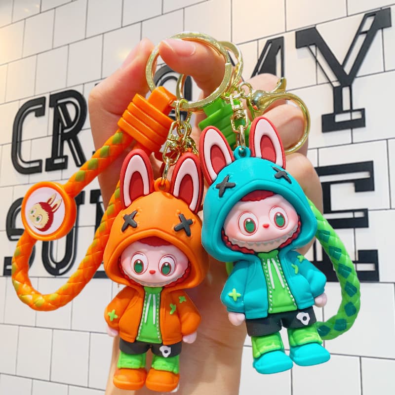 Pingente brinquedo dos desenhos animados na moda dente chaveiro bonito boneca chaveiro saco de escola pingente jóias