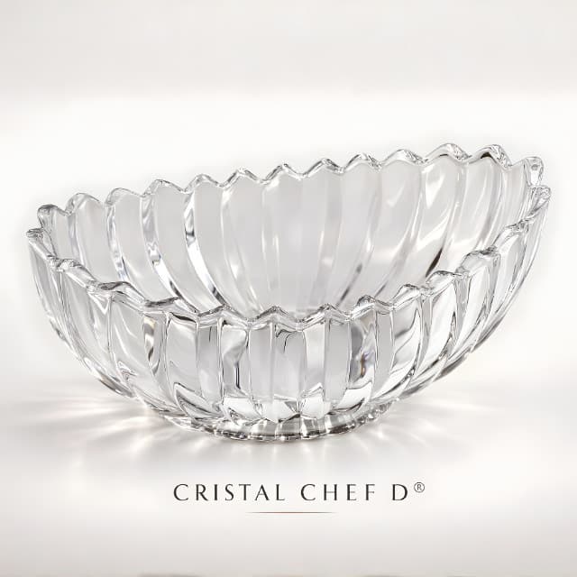 Fruteira Centro de Mesa Vaso Vidro Grosso Cristal Tigela Bowl 28cm Oval Decoração Cozinha Sala CHEF D