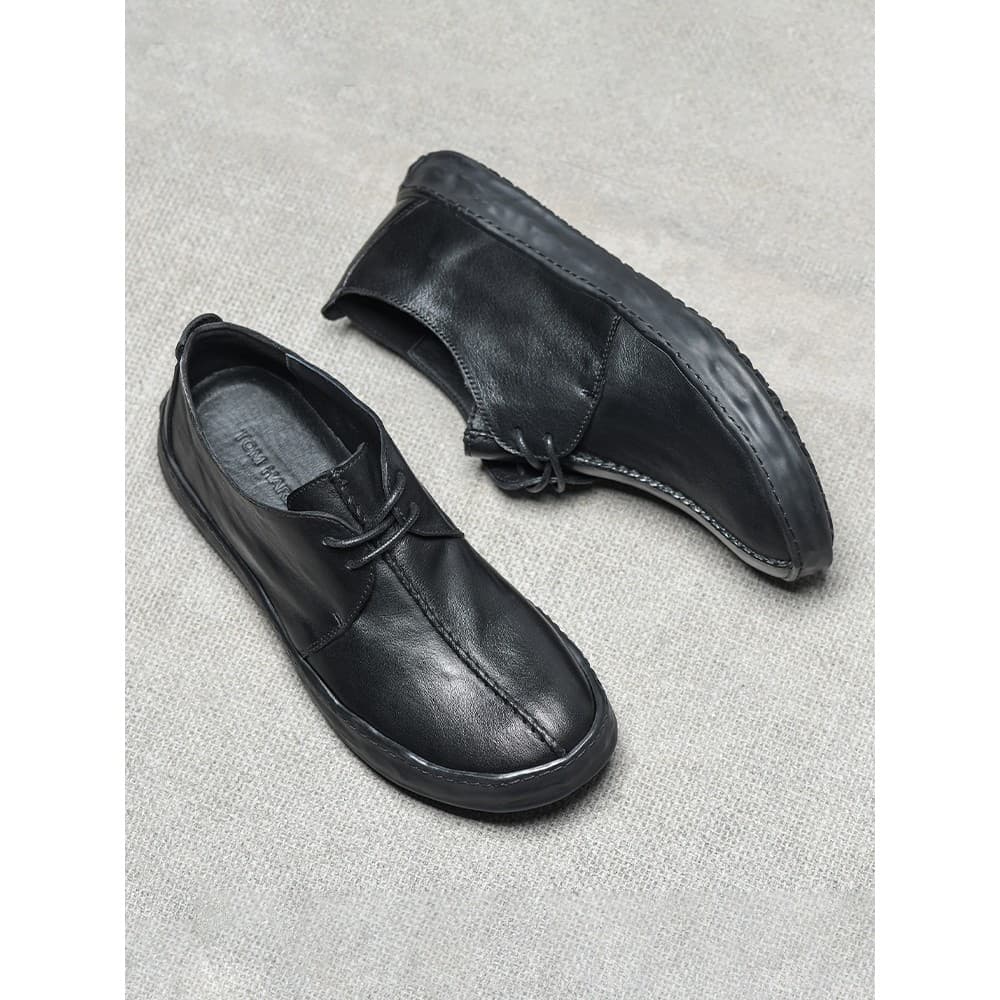 Novo estilo de couro genuíno masculino Toe camada couro macio sola macia sapatos All-Match confortável respirável sapato