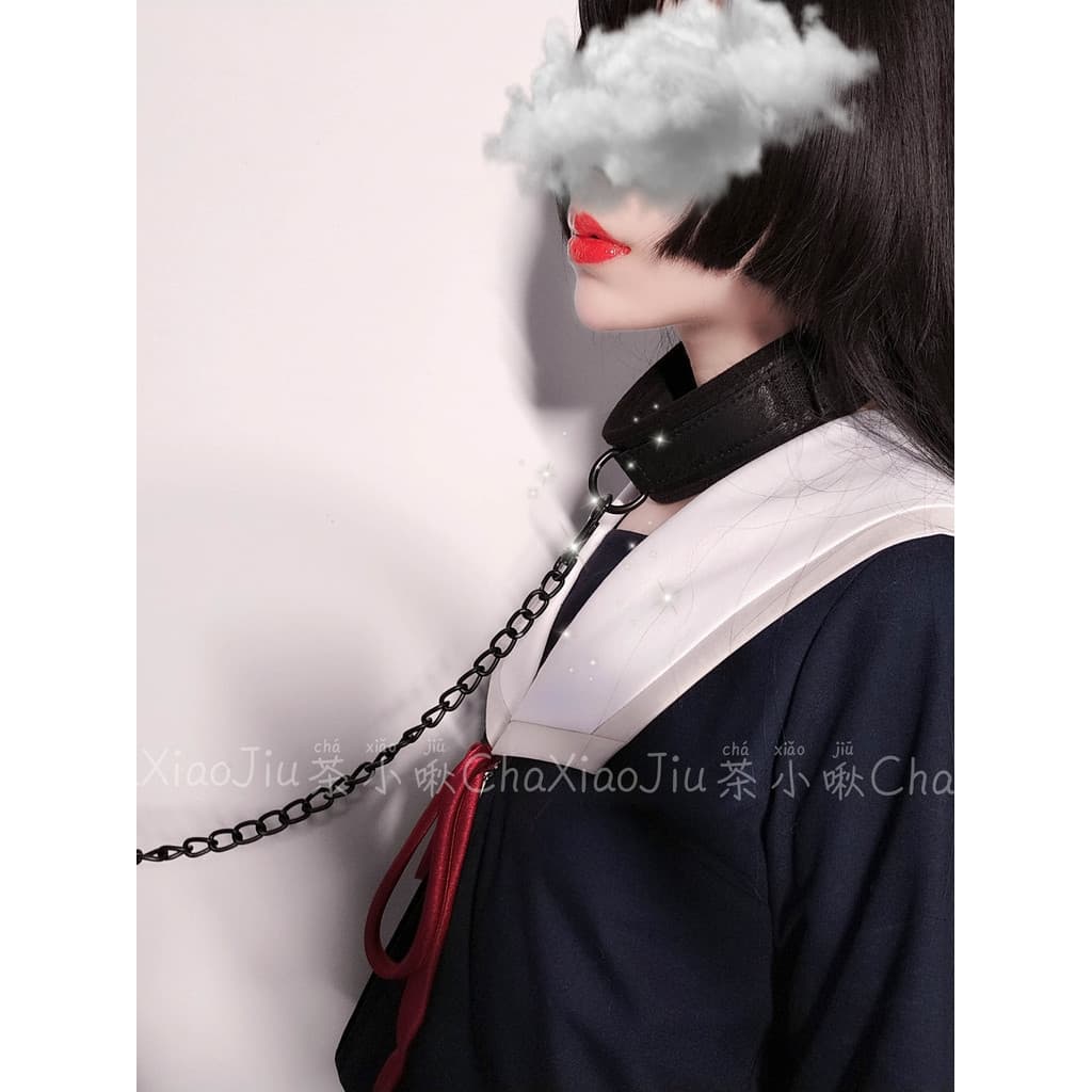 Chá Chuchu Punk colar jóias colar pescoço anel Neckband cos tração corda Harajuku tração corrente preto colar do plutôni