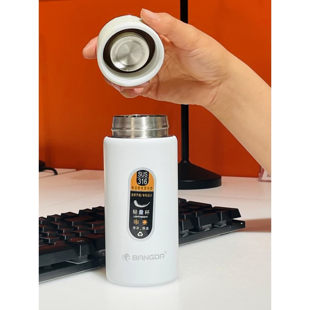 Bangda copo térmico feminino moda luz luxo pequeno 316 aço estudante escritório Mini portátil 300ML rosa
