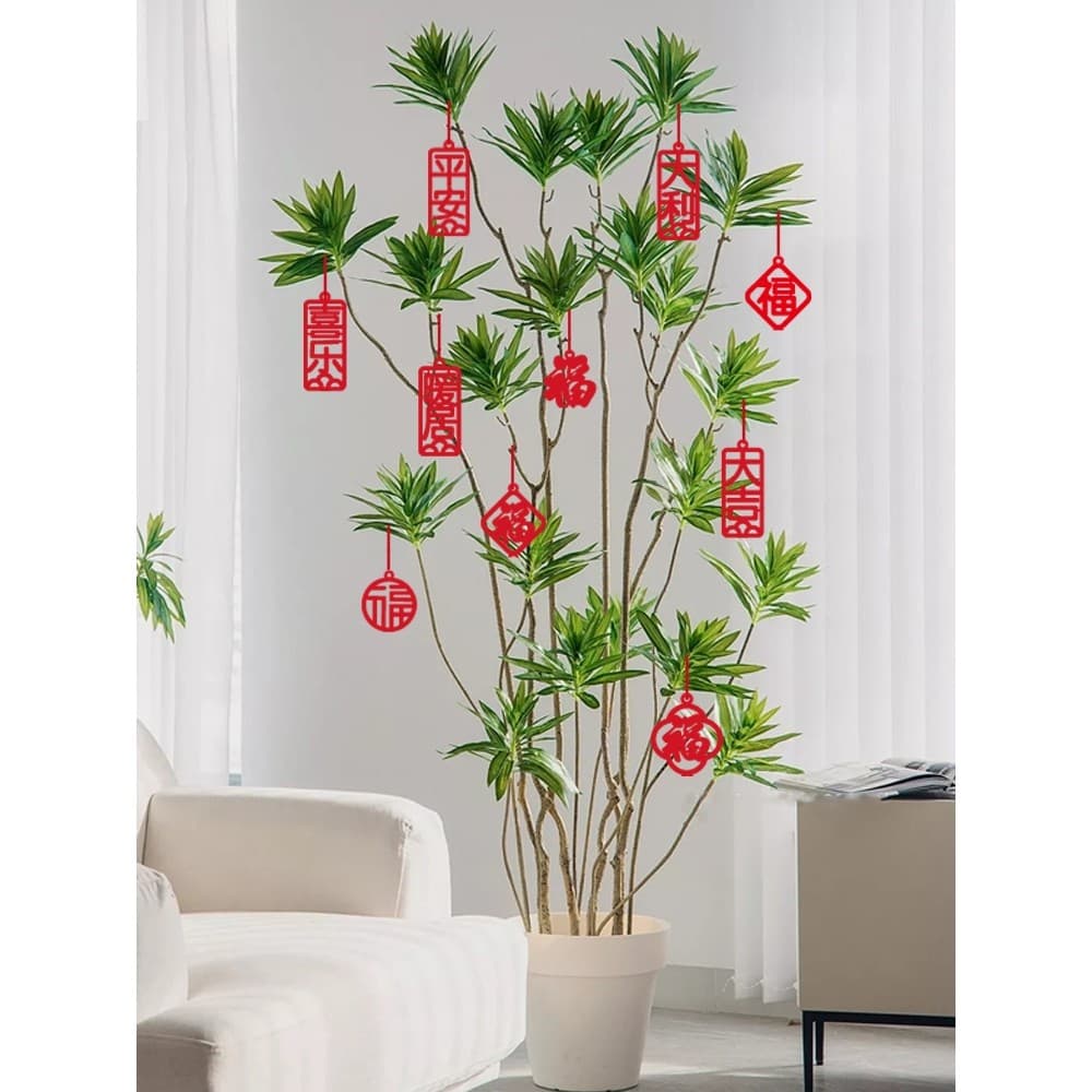Decoração de inauguração pingente planta verde Bonsai pequeno pingente bênção personagem pingente bonito vestir-se