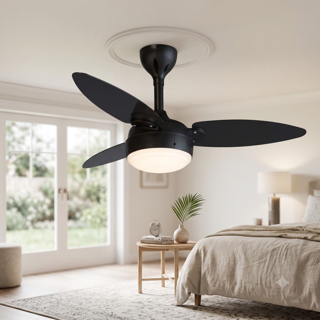 Ventilador de Teto Ventisol Elluz Preto Inverter Bivolt Casa Sala Moderno Potente