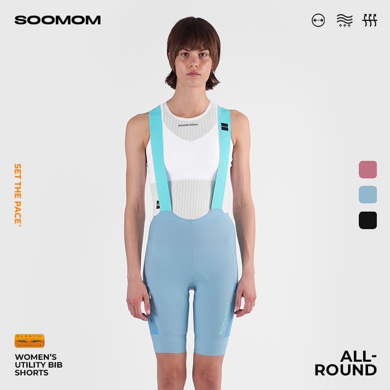 SOOMOM | Shorts de ciclismo femininos com alça de seta dupla, armazenamento de bicicleta de estrada, vários bolsos