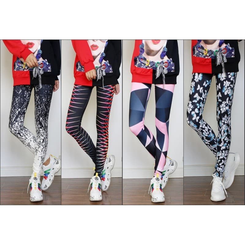 Primavera outono na moda cor impressa exterior Wear Leggings feminino cintura alta pele-amigável magro-ajuste mais magro
