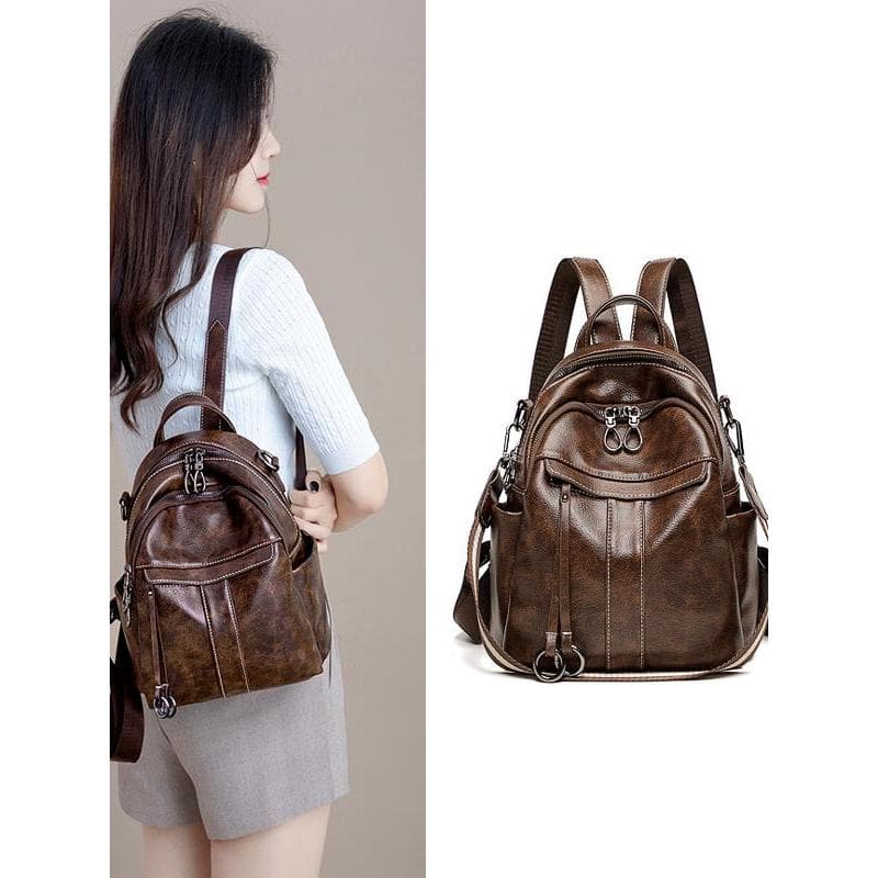 Mochila feminina mochila feminina verão High-End couro genuíno Casual ins na moda nicho Design moda Commuter trabalho vi