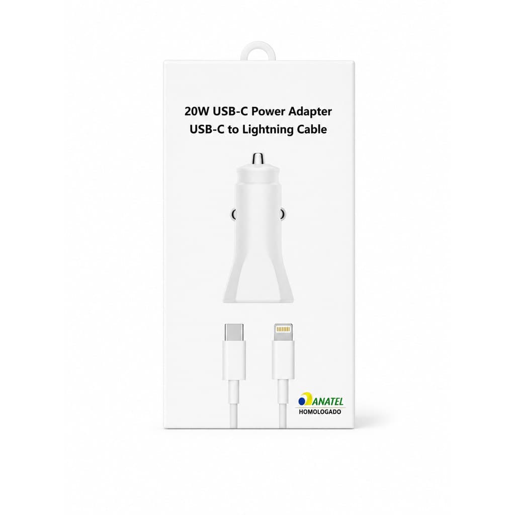 Carregador Veicular de iPhone Turbo 20W Tipo C Turbo X Lightning