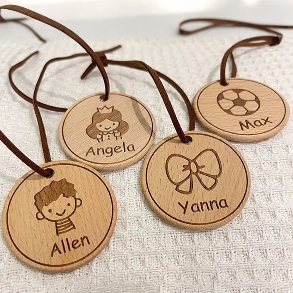 Nome Gravado Avatar Saco De Escola De Madeira Hangtag Pingente Anti Perdido Crianças Tag Material Do Jardim De Infância