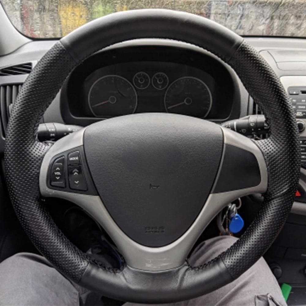 Trança Capa De Volante De Carro Envoltório Antiderrapante Couro Artificial Preto Para Hyundai i30 Elantra Touring 2007-2