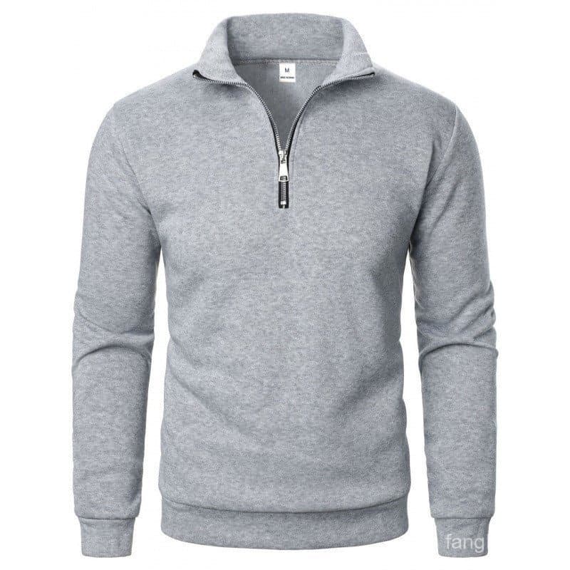 2025 novo estilo masculino gola alta meio zíper Casual forro de lã moletom Cross-Border cor sólida