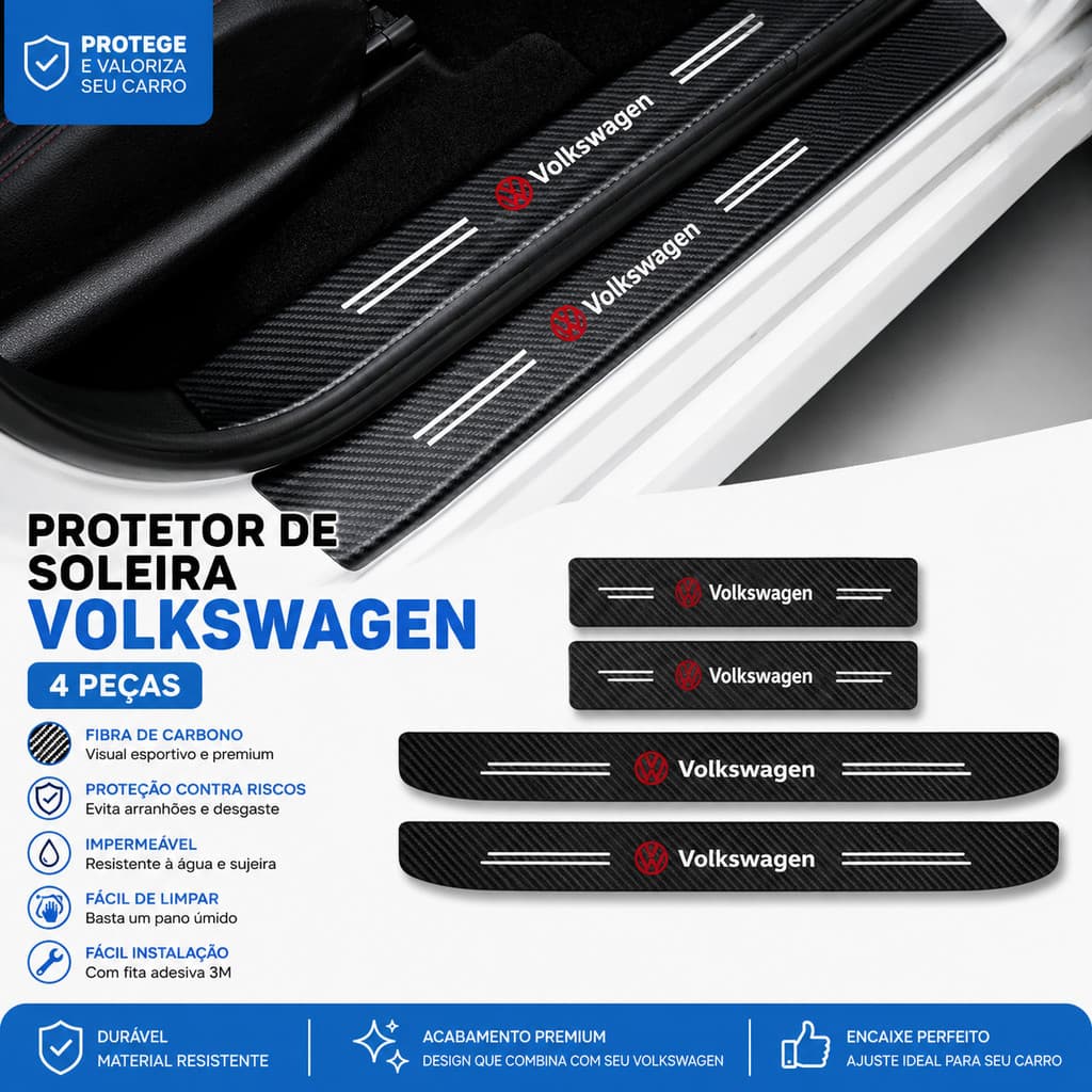 4 Pcs Volkswagen Protetor De Placa De Soleira De Porta De Carro Adesivos De Fibra De Carbono Para VW Golf GTI Polo Passa