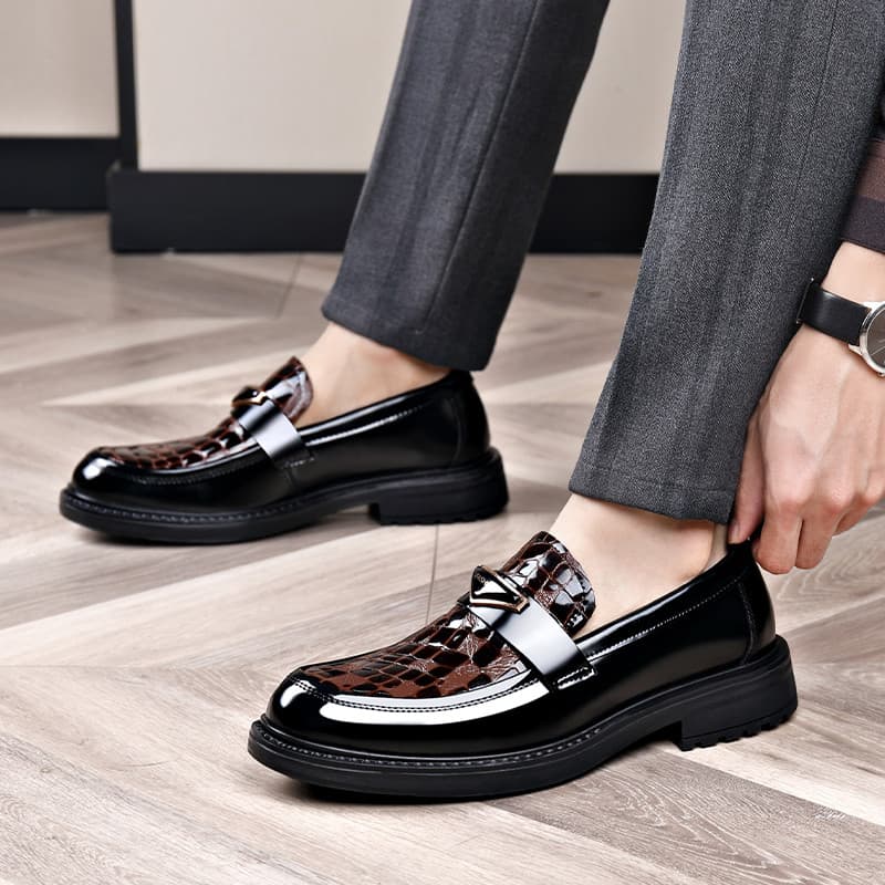 Sapatos masculinos de couro puro verão ervilhas britânicas sapatos masculinos de couro genuíno camada superior sola maci