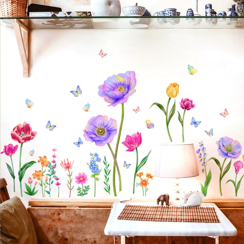 Adesivos de parede planta verde flor borboleta adesivos de parede decoração do quarto das crianças adesivos de parede au