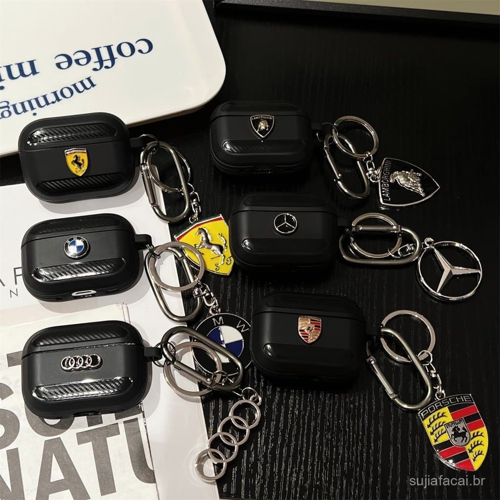 Capa De Silicone Macio De Fibra De Carbono Com Logotipo Para AIRPODS 4 PRO 1/2/3 Protetora Apenas Proteção