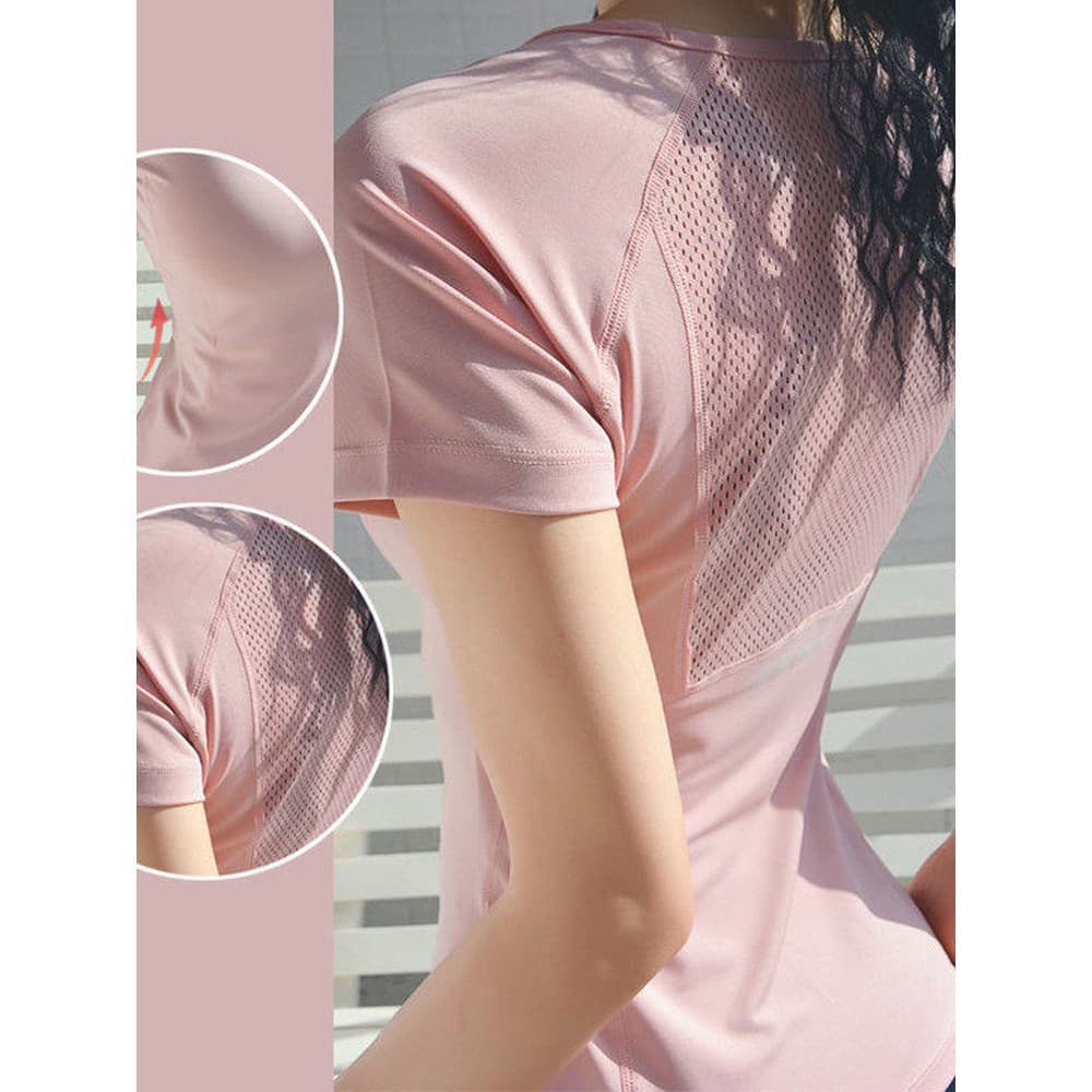 Roupas de Fitness de secagem rápida camiseta esportiva feminina magro-ajuste mais magro olhar roupas de Yoga topo corren