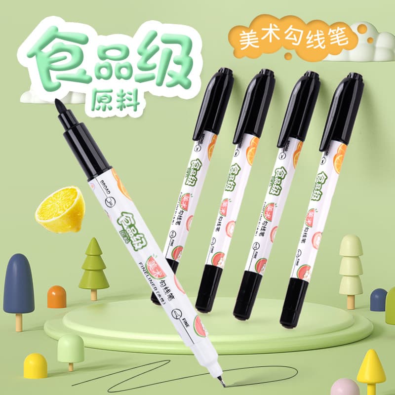 Jin Wannian Pincel de caneta de linha de gancho para jardim de infância, pintura infantil, marcador lavável, arte preta
