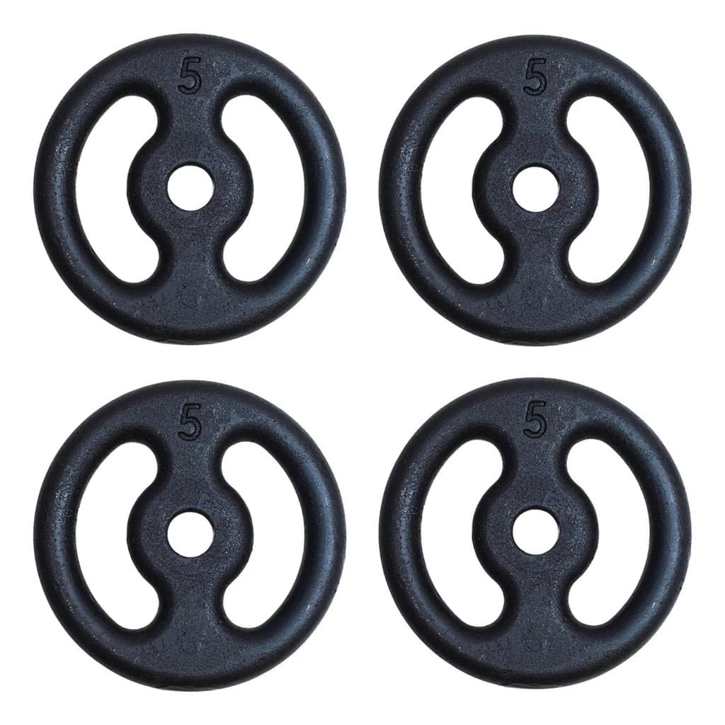 Kit 4 Anilhas 5kg Halter Anilha Peso Academia Musculação Crossfit Funcional Fisioterapia Muscular Força Exercicios
