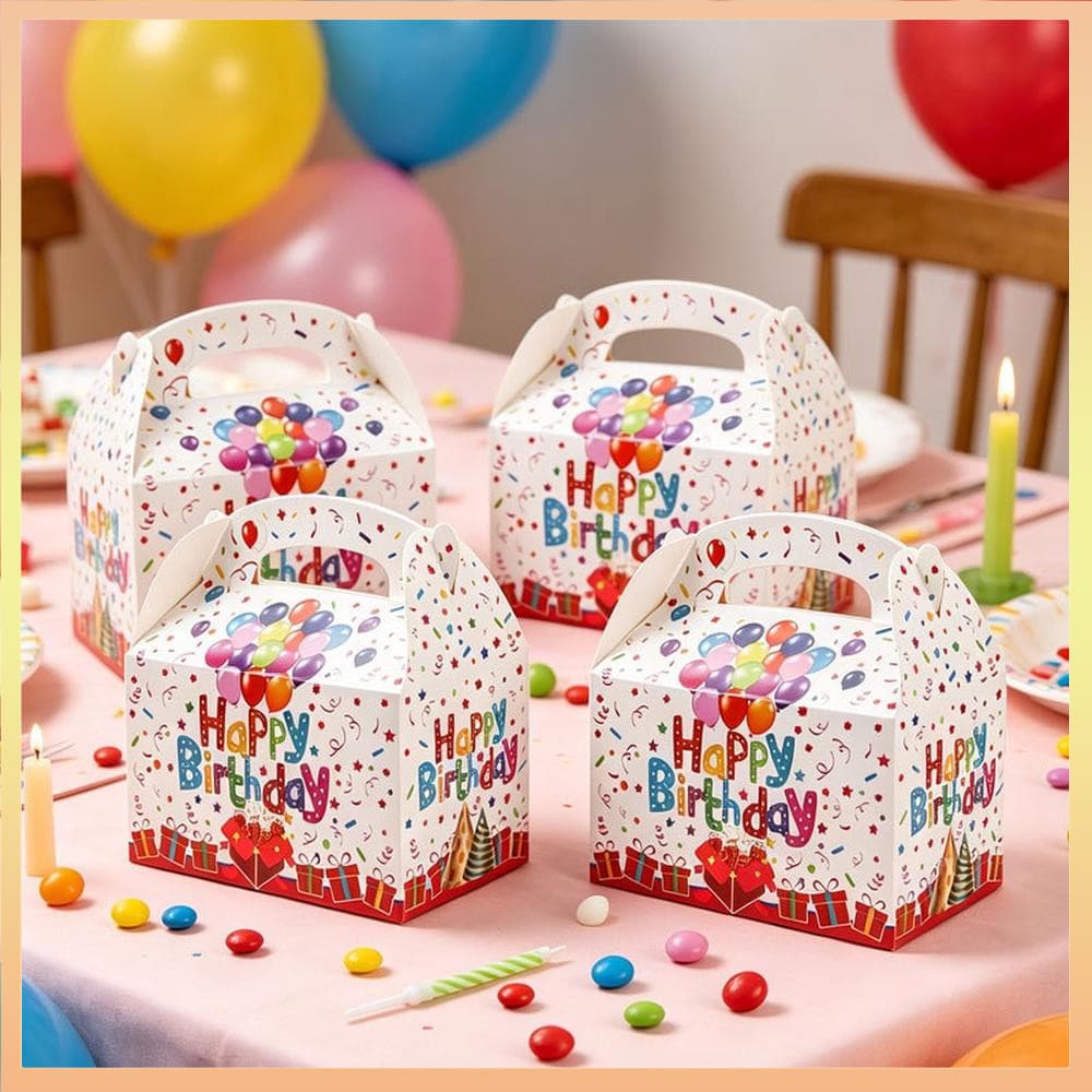 Delicado Aniversário Retorno Caixa De Presente Colorido Doces De Papelão Branco Europeu Para Festas Sobremesas