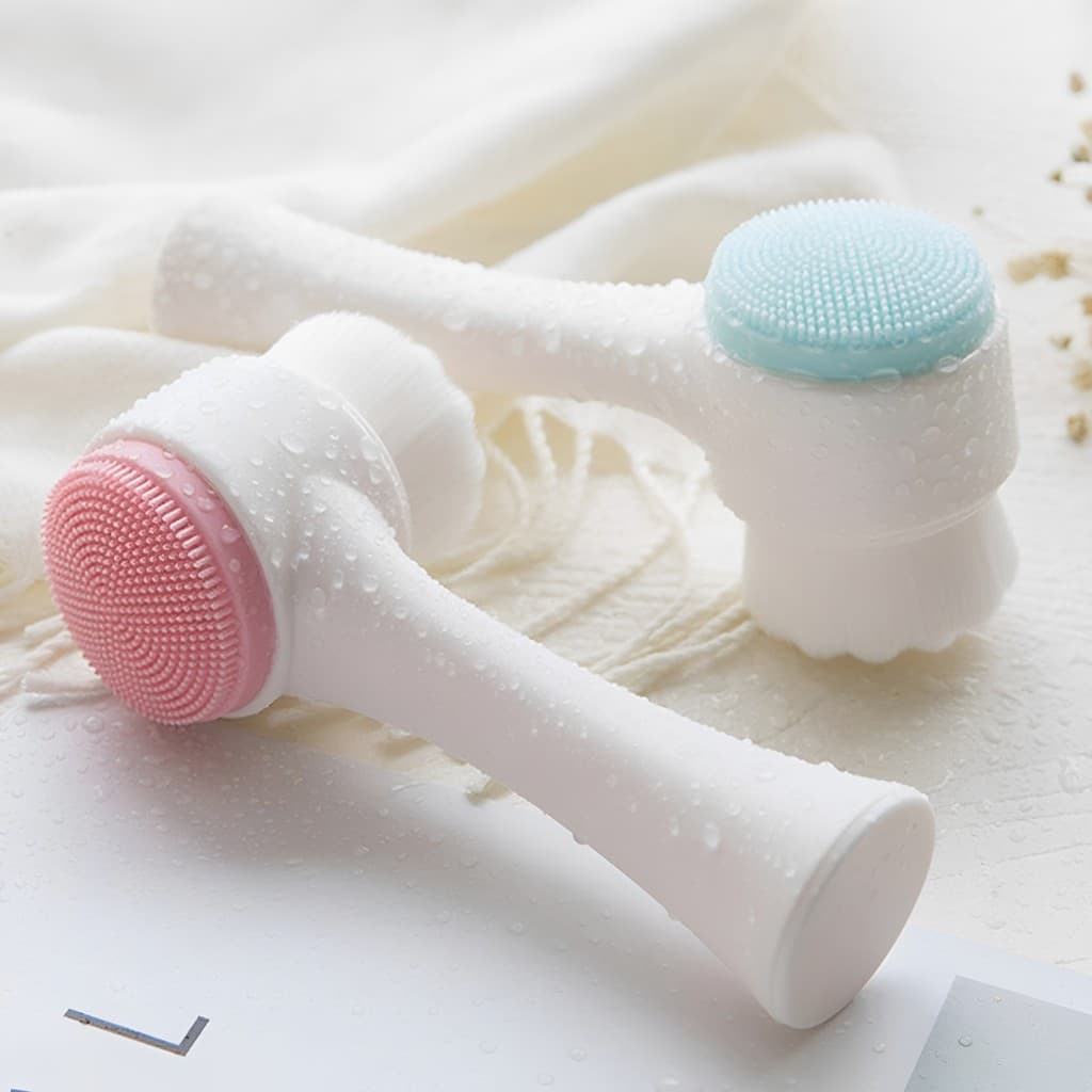 Escova de lavagem Facial cabelo macio Silicone limpador Facial massagem Manual dupla Face limpeza profunda poros escova