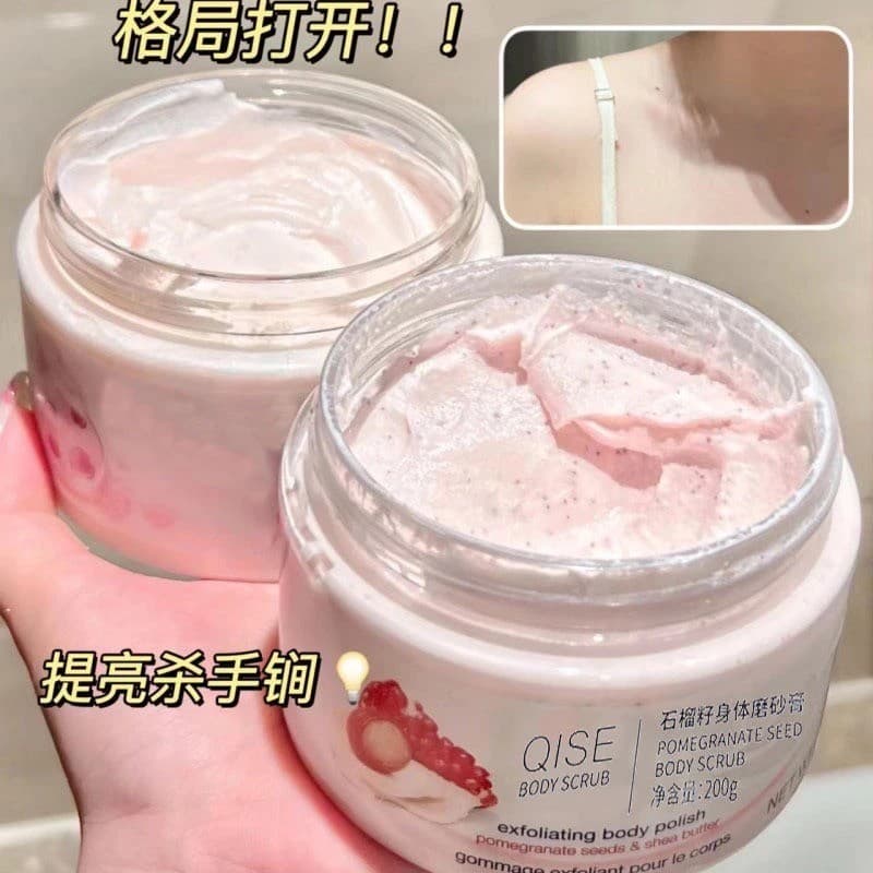 Esfoliante corporal de semente de romã, esfoliante corporal, bastões de ganso, banho de mão, lama de banho, homens e mul