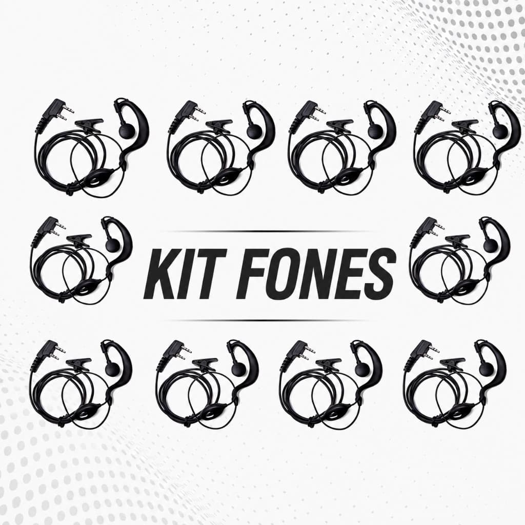 Kit 5 e 10 Fone Para Radio Comunicador Baofeng 777 Segurança Comunicação Equipe Alta Qualidade Uso Profissional