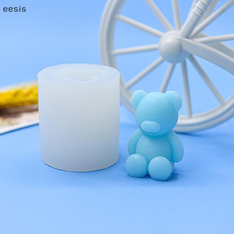 eesis Bonito Pequeno Urso Aromaterapia Vela Molde De Silicone Cozimento Mousse Bolo Gesso Decoração Moldes De Concreto P