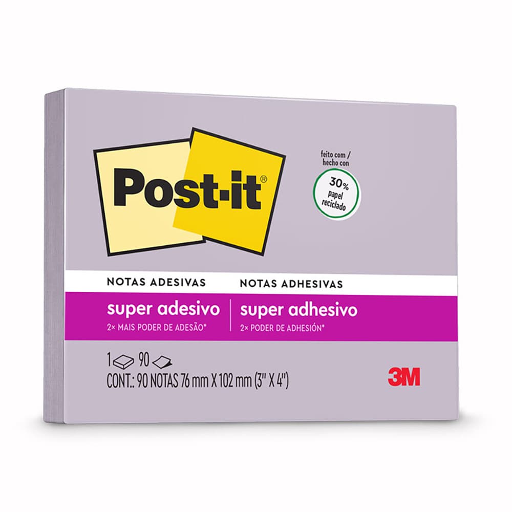 Bloco de notas super adesivas Post-it Orquídea 76x102mm 90 folhas 3M
