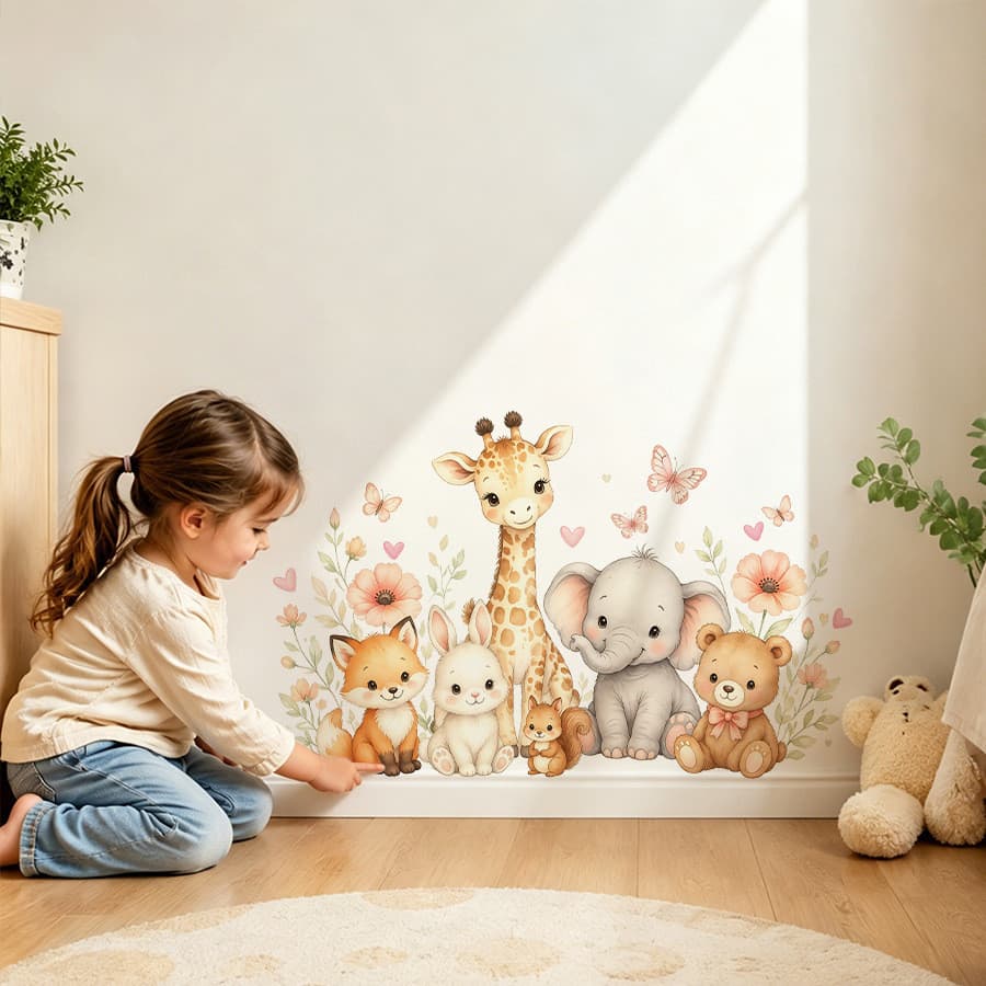 Adesivos de parede animais adesivos de parede girafa elefante raposa coelho urso adesivos de parede