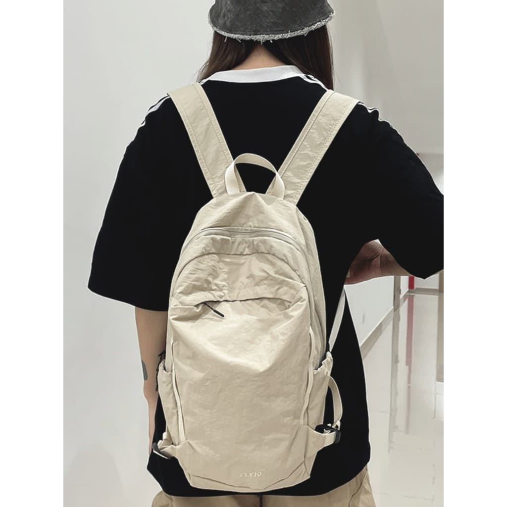 Simples leve mochila masculina nicho lavado pano estudante mochila All-Match Casual mochila feminina cor sólida saco de