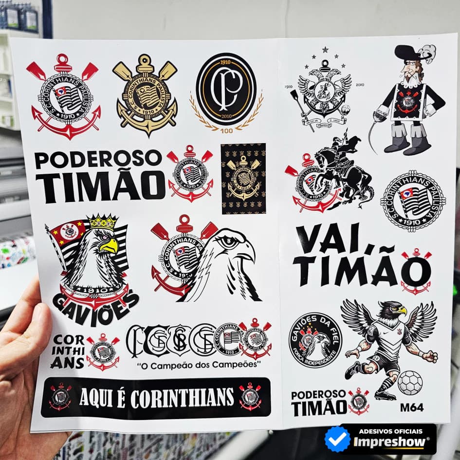 Corinthians Adesivos Cartela Poderoso Timão 15 unidades M64