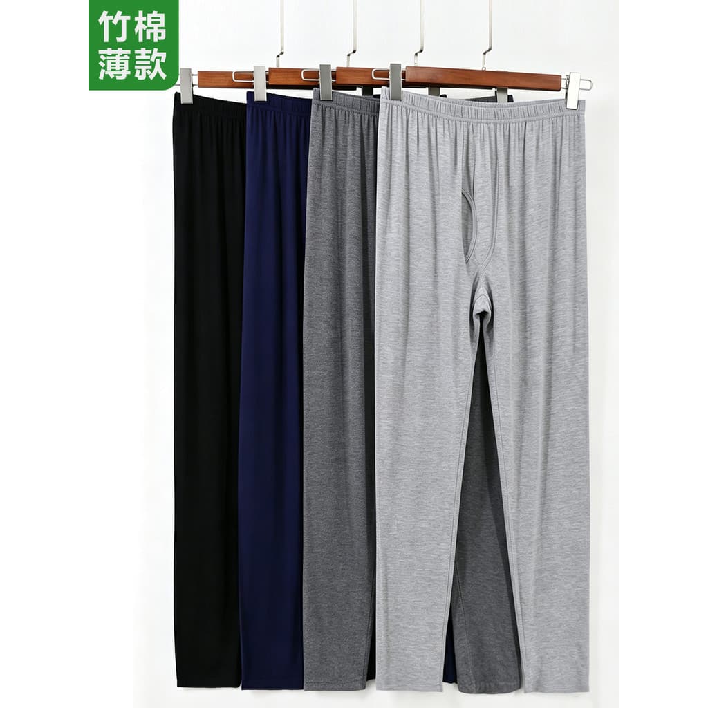 Homens bambu algodão estilo fino calças compridas calças quentes respirável plus Size linha calças de meia-idade idosos