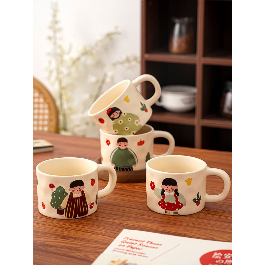 Caneca Ezicok Copo de Água de Cerâmica Copo Bonito Copo de Leite Familiar Criativo Requintado Copo de Café da Manhã Copo