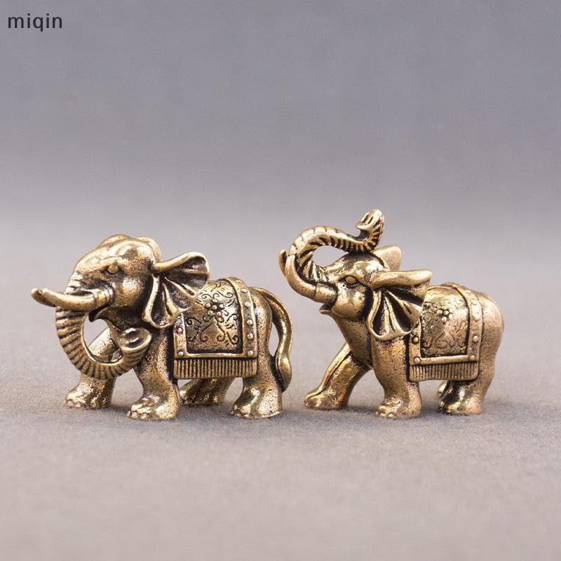Cobre Luy Elefante Pequenos Ornamentos Latão Bênção Estatueta Em Miniatura Antigo Bronze Estátua Animal