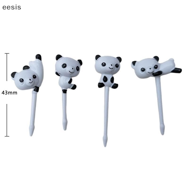 eesis 8 Pçs/set Mini Panda Dos Desenhos Animados Garfo De Frutas Crianças Sna Sobremesa Pi Bolo Bento Almoços Decoração