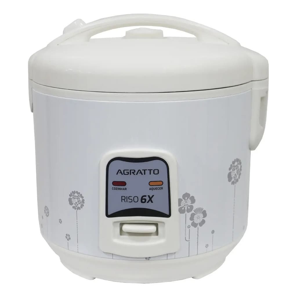 Panela Elétrica De Arroz Agratto Riso 6X 400W 6 Xícaras Antiaderente Com Bandeja Para Legumes