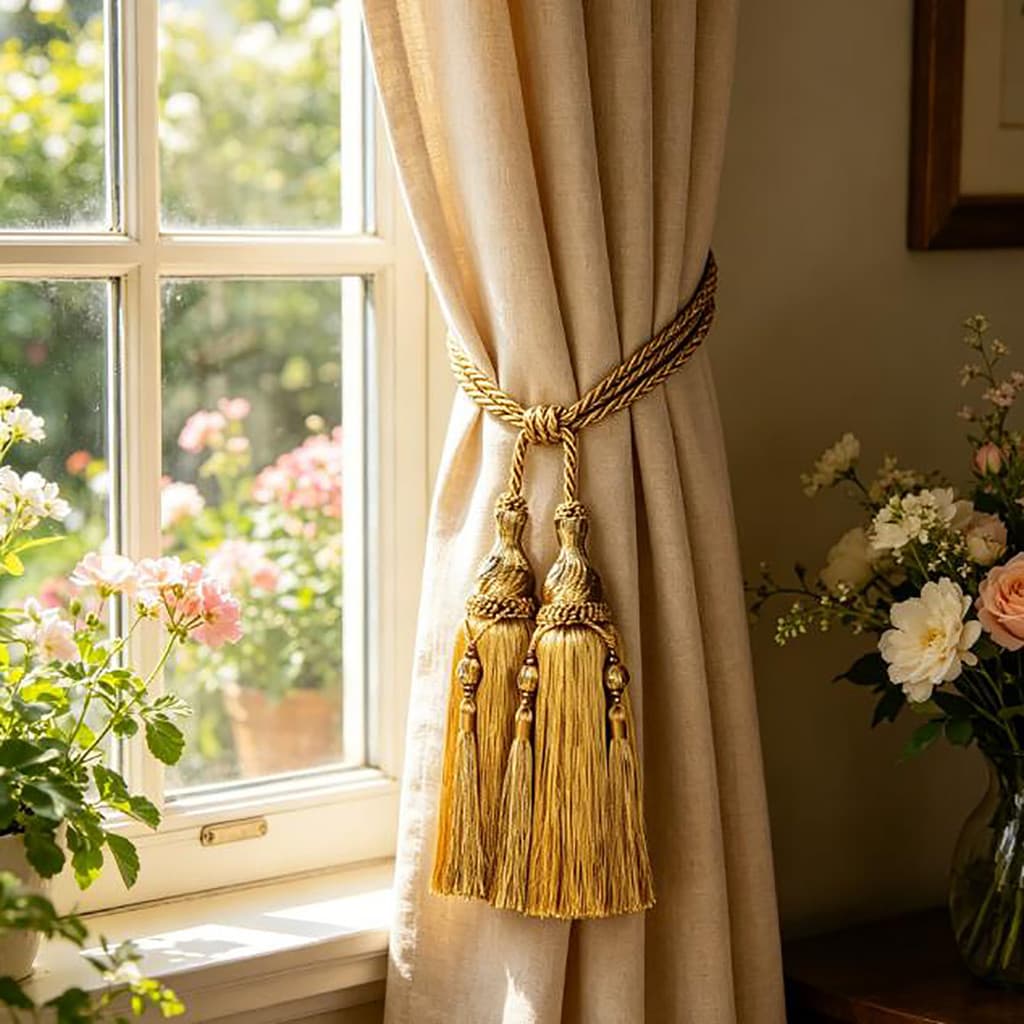 Atmosfera cheia de cortinas amarradas deixe minha casa cortinas lindo céu Retro borla gravata corda melhorar o estilo