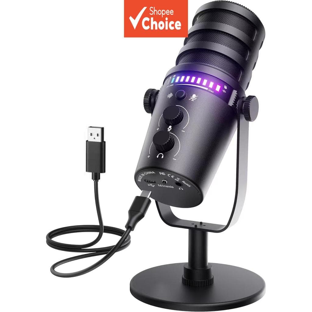 Microfone Dinâmico MV7 XLR/USB, Microfone para Podcast com Cancelamento de Ruído, Botão de Silêncio, Controle de Ganho e