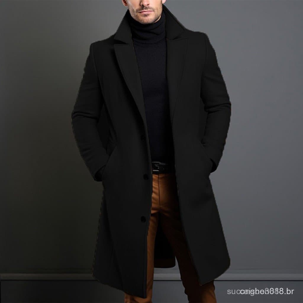 Elegante Casaco Longo Masculino Para Trabalho Diário QKVM