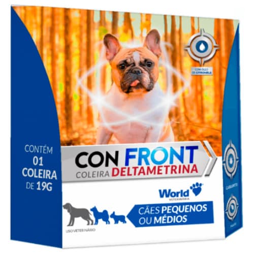 Coleira Antipulgas e Carrapatos World Veterinária Confront Deltametrina para Cães -  19g e 48cm. KIT 1, 2 ou 3 Unidades