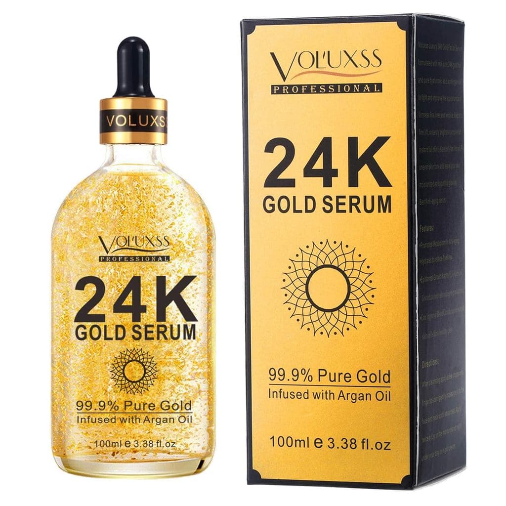 Sérum Facial de Ouro 24K, Sérum Hidratante Anti-Idade para Clareamento da Pele com Vitamina C, Ácido Hialurônico e Óleo