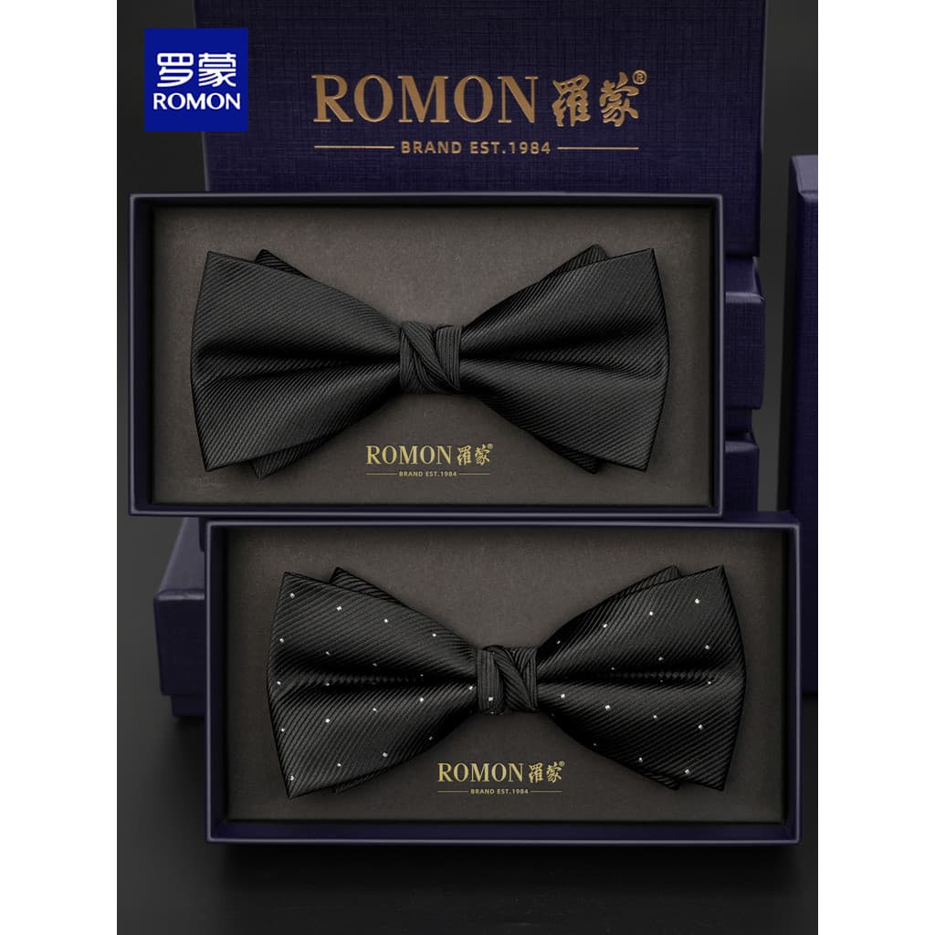 Lomon gravata borboleta preta casamento masculino noivo padrinhos terno masculino High-End cor sólida laço preto