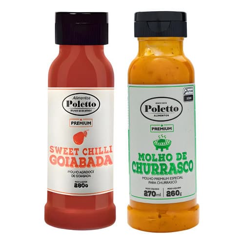 Kit 2 Molhos Goiabada E Churrasco Sweet Chilli Poletto 280g