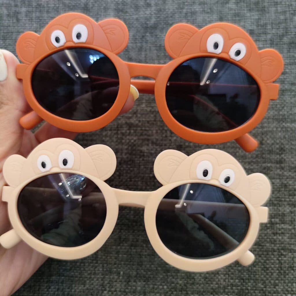 Novo dos desenhos animados das crianças óculos de sol boca grande bonito pequeno macaco masculino feminino bebê fosco qu