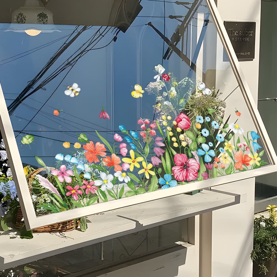 Adesivos de parede aquarela flor auto-adesivo adesivos de parede janela quarto sótão teto solar adesivos decorativos