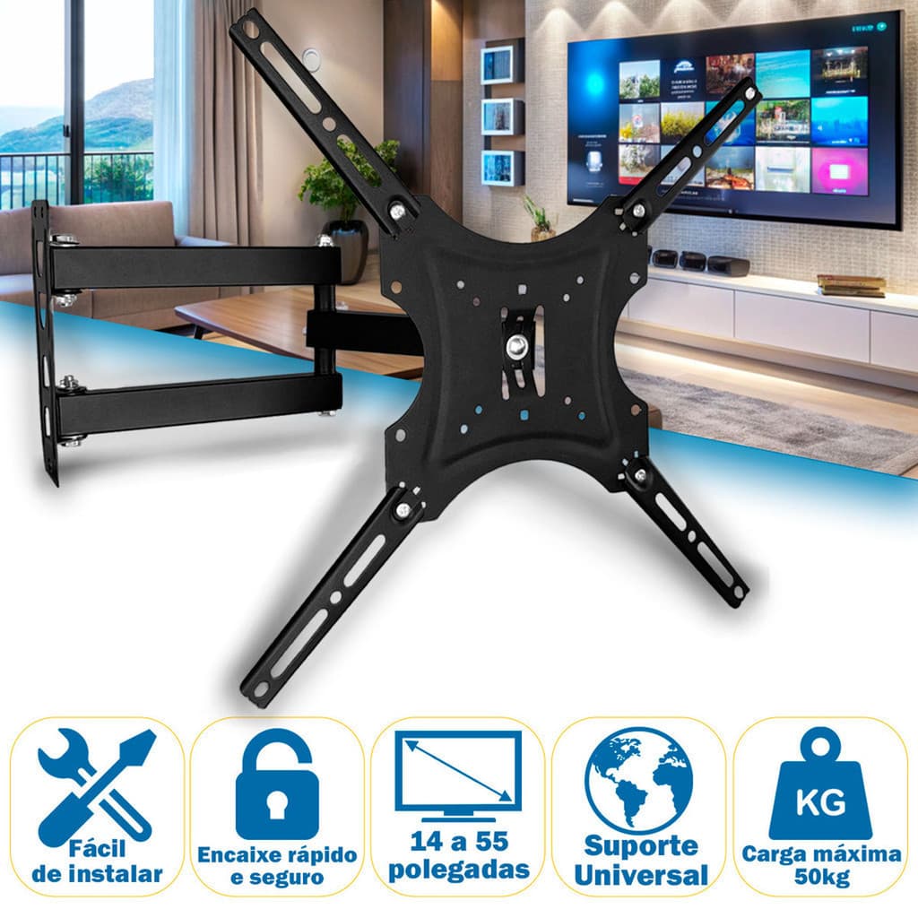 Suporte Para TV Articulado 14 a 55 Polegadas de Parede Lcd Led Tv Smart Universal Televisão