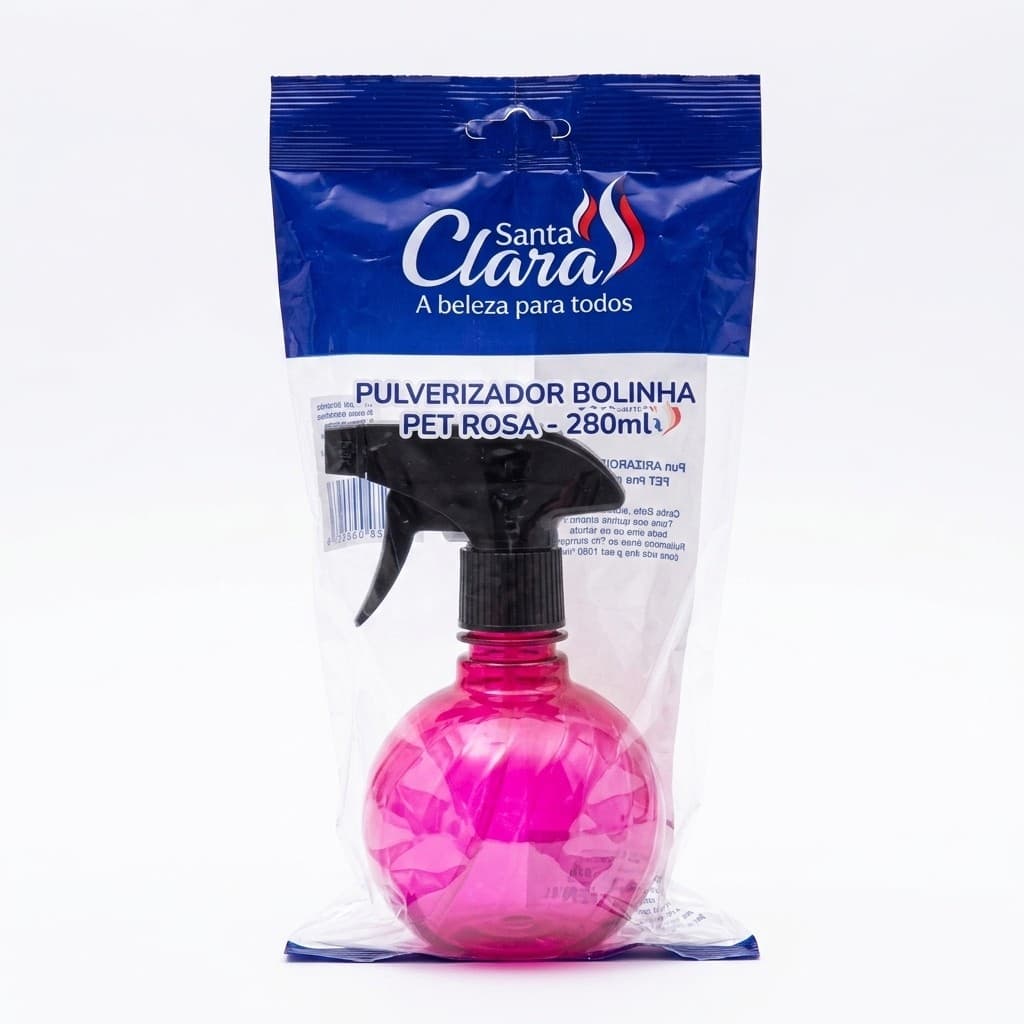 Santa Clara Pulverizador PET Rosa 280ml – Frasco Borrifador para Água, Higienização e Procedimentos de Beleza