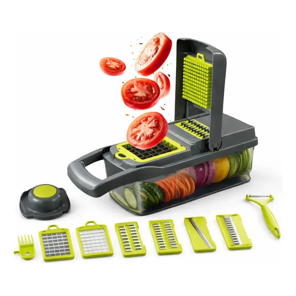 Eps-403 Cortador Fatiador E Ralador De Vegetais Multifuncional 16 Pçs Legumes E Frutas Lâmina Inox